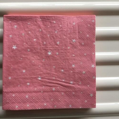 Decoupage napkins paper pink tissue printed white star wedding elegant servilletas happy birthday party home decor handkerchief