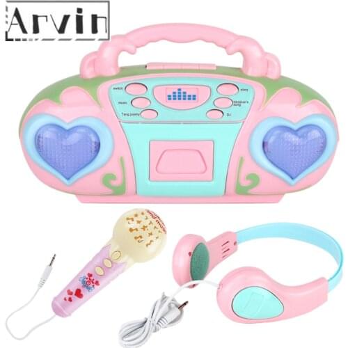 Children Karaoke Singing Machine Set With Radio + Microphone + Headphone Music Play Kids Educational Toy Gift For Children Game
