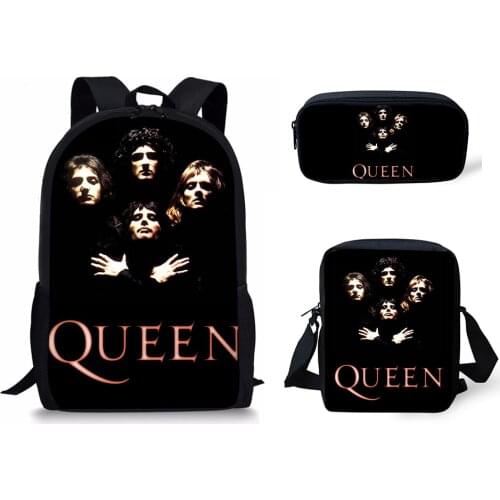 HALYUNASC 3PCs/Set Childrens School Backpack Queen Band Pattern School Bags Popular Band Design Teenagers Book-Bags Set