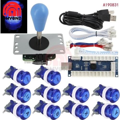 SJ@JX Arcade Game DIY Controller Cherry MX Microswitch Matt Frosted Button 4&8 Way Joystick for PC Raspberry Pi Retro 1 Player