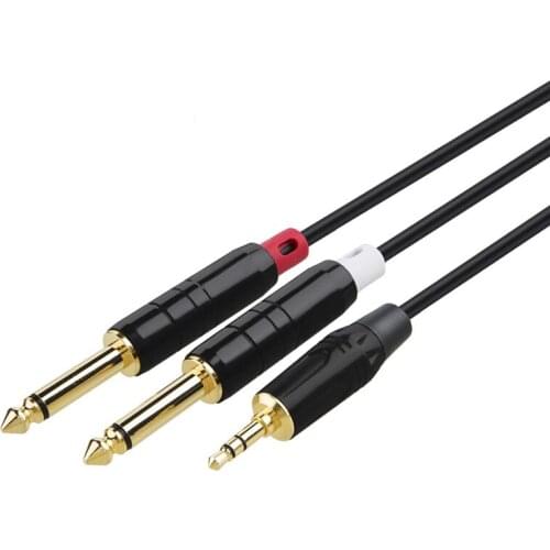 3.5mm 1/8" TRS to 2x6.35mm 1/4" TS Mono Y Cable Splitter Cable for iPhone,iPod,Laptop,CD Players,Power Amplifier,Mixer
