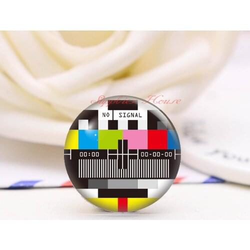 Handmade Round TV signal photo glass Cabochons, Jewelry Finding Cameo Pendant Settings, (F003-001)