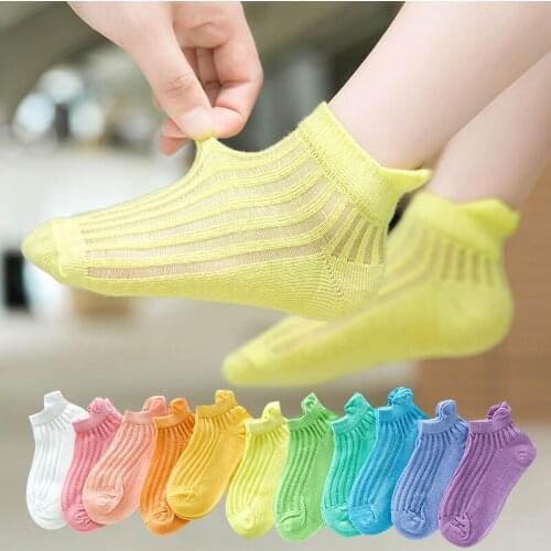 Summer Socks For Childrens Socks Candy Color Girls And Boys Socks Crystal Silk Breathable Baby Socks Colorful