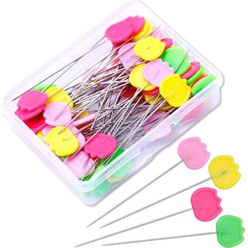 LMDZ 50/100 Pcs/Box Dress Making Pins Flower Head Patchwork Needle Pins Positioning Pins DIY Handmade Apparel Sewing Accessories