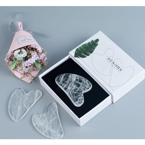 Natural Crystal Facial Massage Board Clear Rock Quartz Scraping Plate Massager Skincare GuaSha Wrinkle Removal With Box