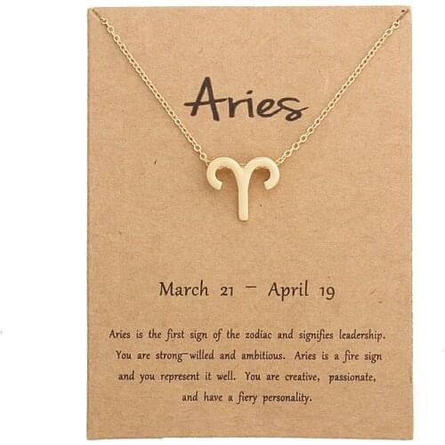 Fashion 12 Constellation Pendant Necklaces Aries Virgo Necklace Birthday Gifts Message Card for Women Girl Jewelry