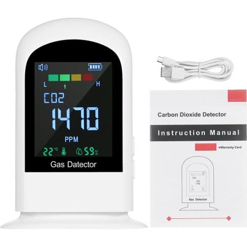 Indoor Air Quality Monitor Carbon Dioxide Detector Tester Bulit-in 1500mAh Battery with CO2 Temperature Range 400-5000ppm