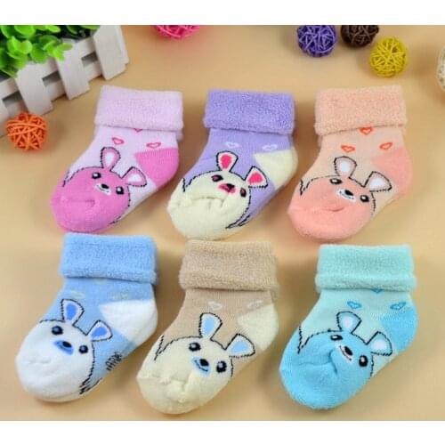 Cartoon Winter Warm Thickening Baby kid Terry Socks Animal GiraffeBear Rabbit Cat Dog Newborn Cotton Boy Girl Cute Toddler Socks