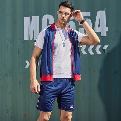 2021 Summer New Sports Zip Up Cardigan Tshirts 2 Piece Suit Fashion Mens Short Sleeve Fitness T Shirt Sets Men Mesh Stracksuit