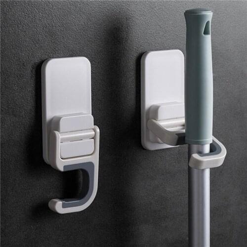 Bathroom Holder Mop Wall Mounted Mop Holder Household Adhesive Storage Broom Hanger Mop Hook Racks Kitchen Bathroom Organizer