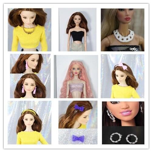 Original Babi Doll Crown Hair Bangs Earings Bracelets Necklace Bags Hats for Fashion 1/6 ST/FR/BABI Dolls Accessories