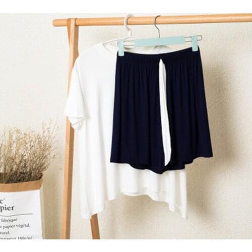 Modal Pajamas Set Short Sleeve Shirt Shorts 2Piece/Set Cool Summer Sexy Red Mom Elastic Big Size Sleepwear 2020 Homewear