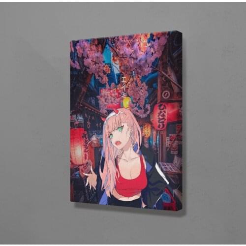 Zero Two DARLING in the FRANXX pinky street poster Framed Wooden Frame Canvas Wall Art Decoration prints for Home decor Painting