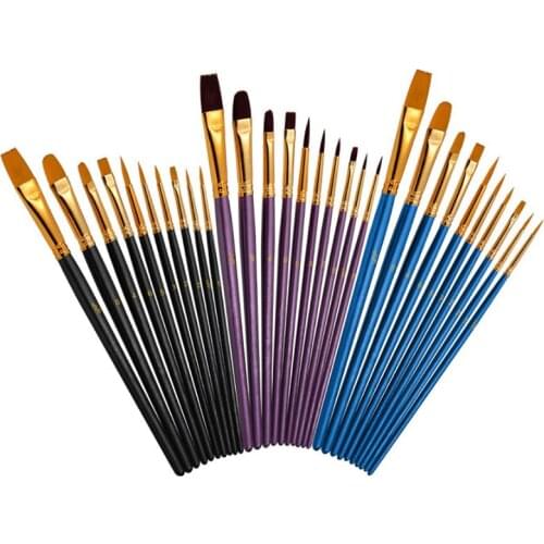 Artist Nylon Paint Brush Professional Watercolor Acrylic Wooden Handle Painting