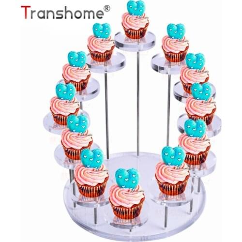 Transhome Cupcake Stand Acrylic Display Stand For jewelry/Cake Transparent Dessert Rack Wedding Birthday Party Decoration Tools