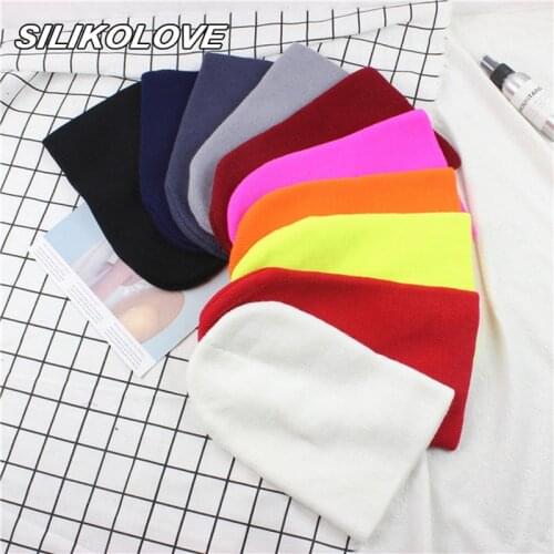 New Solid Color Warm Womens Winter Hats for Women Men Cotton knitted hat beanie Wholesale