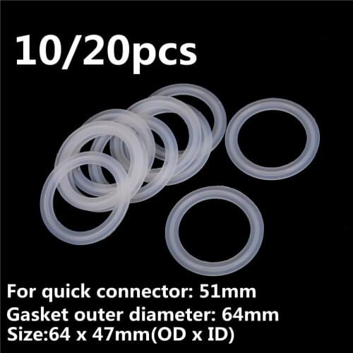 10/20pcs Silicone Sealing Strip Gasket Ring Washer Fit 51mm Pipe x 64mm O/D Sanitary 2" Tri Clamp Ferrule For Homebrew Dairy