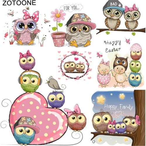 ZOTOONE Cute Animal T-Shirt Heat Transfer Printed Owl Colthes Stickers Iron on Patches for Clothing Vinyl Ironing DIY Applique S
