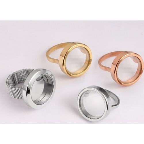 TJP Twist Open 22.5mm/25mm Screw Top Silver/Gold/Rose Gold Color 316L Stainless Steel Floating Glass Living Memory Locket Ring