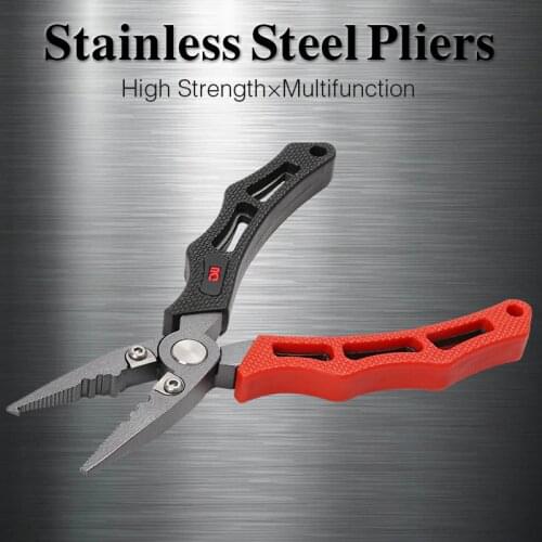 TSURINOYA Fishing Pliers Hooks Remover Tungsten Blade Carbon Steel Fishing Tools Line Cutter Split Ring Opener with Sheath