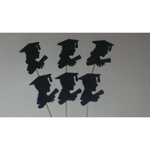 Graduation Silhouette party cupcake toppers Food Picks toothpicks cake decorations
