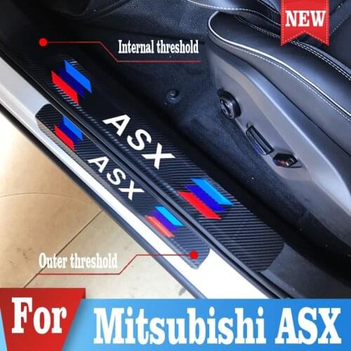 4PCS Car Door Sill Protection Sticke Scuff Plate Decor Sticker For Mitsubishi ASX 4PCS Car Door Sill Stickers Car Accessories