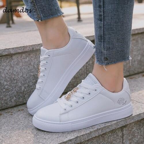 2019 Girls White Shoes Sports Running Sneakers Shoes Student White Shoes Print Flower White Shoes for Women Outdoor Sneakers