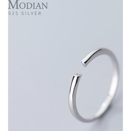 Modian Classic Adjustable Free Size Ring for Women Minimalist Geometric Line Sterling Silver 925 Ring Korea Style Fine Jewelry