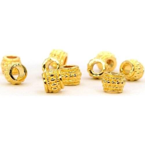 Tube Wheel Gold Color Big Hole Loose Spare Metal Beads For Jewelry Making Handmade Diy Bracelet Necklace Accessories Wholesale
