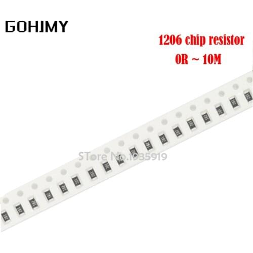 100Pcs 1206 SMD resistor 0R ~ 10M 1/2W 0 1 10 100 150 220 330 ohm 1K 2.2K 10K 100K 0R 1R 10R 100R 150R 220R 330R