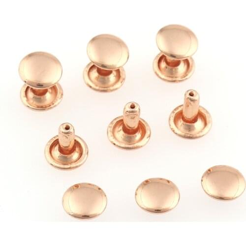 200sets Rose gold Double cap rivets 8MM Studs Round Rivet for Leather Craft Bag Belt Garments Hat Shoes Pet Collar Decor