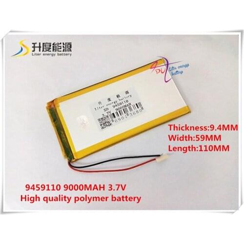 3.7V 9000mAH 9459110 Polymer lithium ion / Li-ion battery for POWER BANK,tablet pc,dvr,GPS,cell phone;MP4,SPEAKER