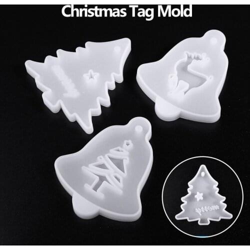 3pcs New Transparent Christmas Hanging Tag Silicone Jewelry Mold Resin Epoxy Casting Mould Home Christmas Party Decoration