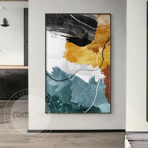 Watercolor Abstract Gold Foil Canvas Poster Print Modern Golden Wall Art Picture for Living Room Bedroom Scandinavian Home Decor