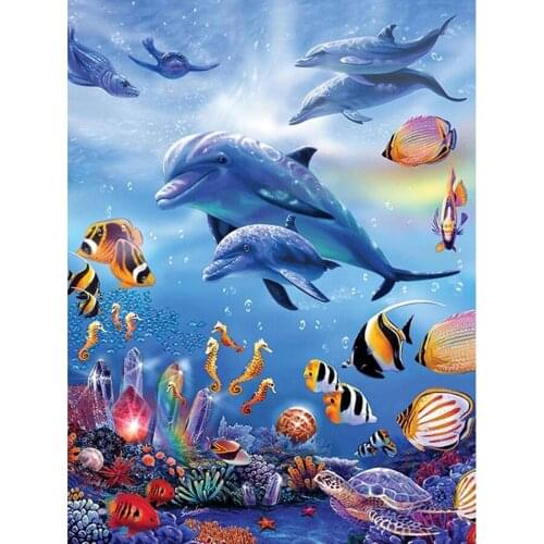 Brand new square round diamond 5D DIY diamond painting "sea world" rhinestone embroidery home decoration art painting
