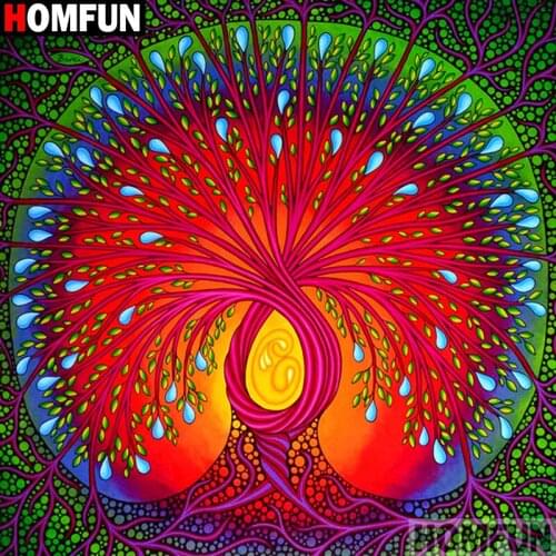 HOMFUN Full Square/Round Drill 5D DIY Diamond Painting "Cartoon color tree" 3D Diamond Embroidery Cross Stitch Home Decor A19263