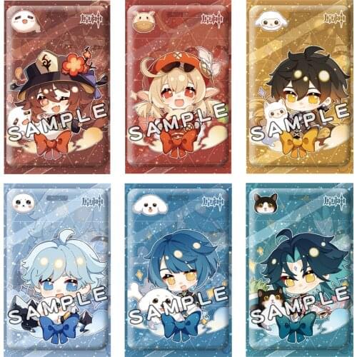Anime Genshin Impact Cards Venti Hutao Zhongli Diluc Xiao Man Card Set Cover Badge Pendant Cute Bag Pendant Key Ring Gifts
