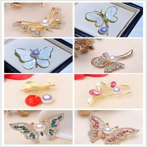 Flower Butterfly Brooch Pin Mountings Base Findings Women Jewelry Settings Parts for Pearls Beads Stones Crystals Agate Coral