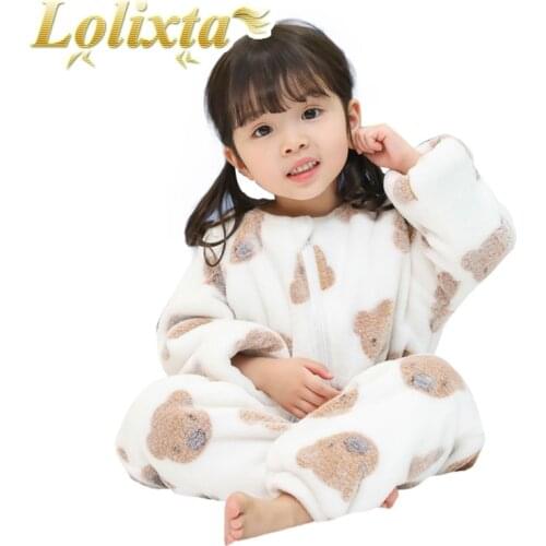 Kids 0-6 years new winter warm thicken onsies pajamas for little girls toddler baby rompers sleepwear nightgown children clothes