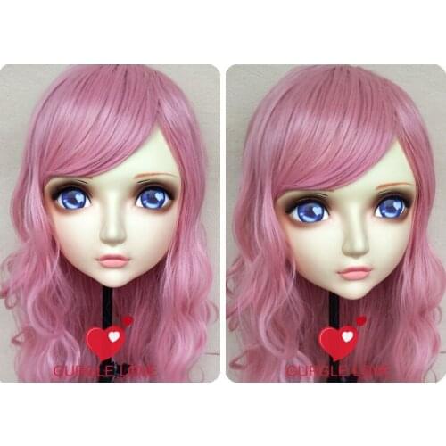DM083) Girl Sweet Resin Japanese Anime Kigurumi Mask Cosplay Lolita Crossdressing Lifelike BJD Masks Eyes Color for Choose
