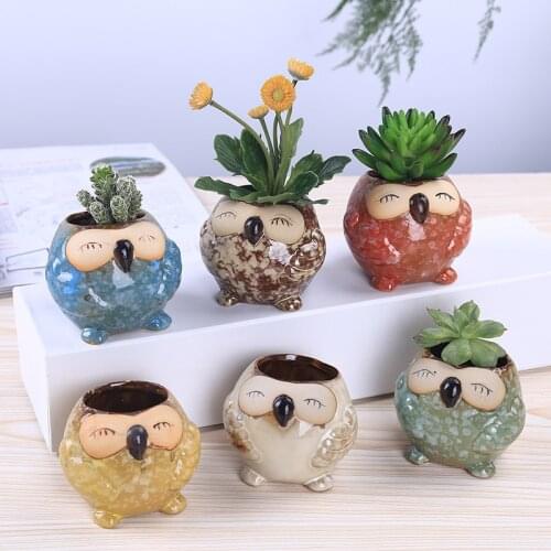 Eramic Pots For Plants Hand-painted Cute Owl Flower Pots Succulent Mini Plant Pot Home Decoration Accessories