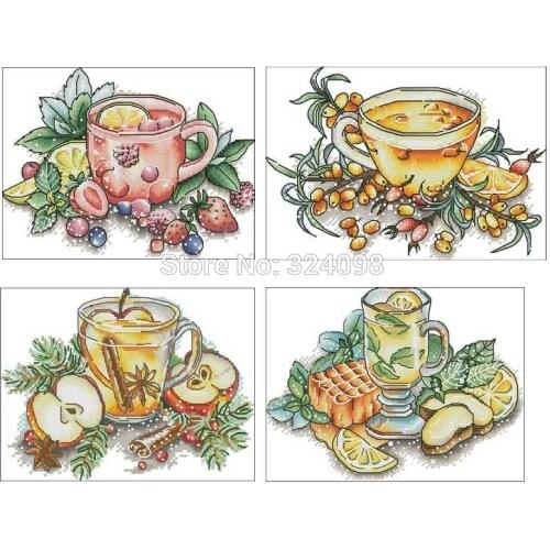 Fruit sweet tea patterns Counted Cross Stitch 11CT 14CT DIY wholesale Chinese Cross Stitch Kits Embroidery Needlework Sets