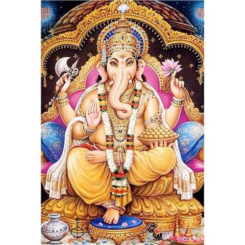 Elephant Head God Ganesha Diamond Painting Religion Portrait Round Full Drill 5D Nouveaute DIY Mosaic Embroidery Cross Stitch