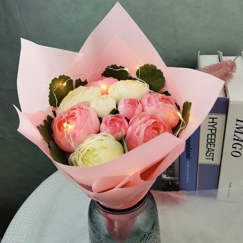 Simulation 10 Heads Lotus Fake Silk Flowers Wedding Bride Holding Bouquet Home Decoration Accessories Peony Artificial Flowers