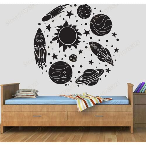 Space Stars Space Girl Boy Room Gifts Him Bedroom Rocket Ship Vinyl Wall Art Astronaut Planet Stickers Home Decor Decals S329