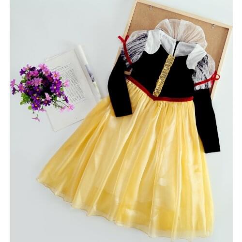 FOCUSNORM 3-9Y Kids Girls Cosplay Dress Long Sleeve Lace Patchwork Tutu Dress Party Clothes