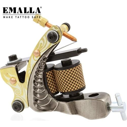 EMALLA Cast-iron Coil Tattoo Machine 10 Warps Coils Tattoo Machines Shader & Liner Gun Tattoo Needles For Tattoo Supplies