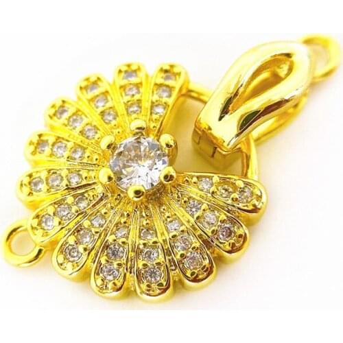 Copper Clasps 18K Gold plated DIY Pearls Jewelry Fittings Fastener Connector Clasps For DIY Gems Pearls Necklace Bracelet Clasp