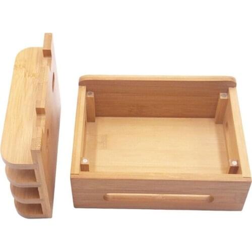 Multifunction Mobile Phone Holder Stand Charging Station Wooden Storage Box 37MF