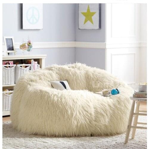 Soft Fluffy Wool Fur Bean Bag Cover,Without Filler,Sofa Lazy Couch Chair Kids Party Festival Baby Photography Show Props Stool